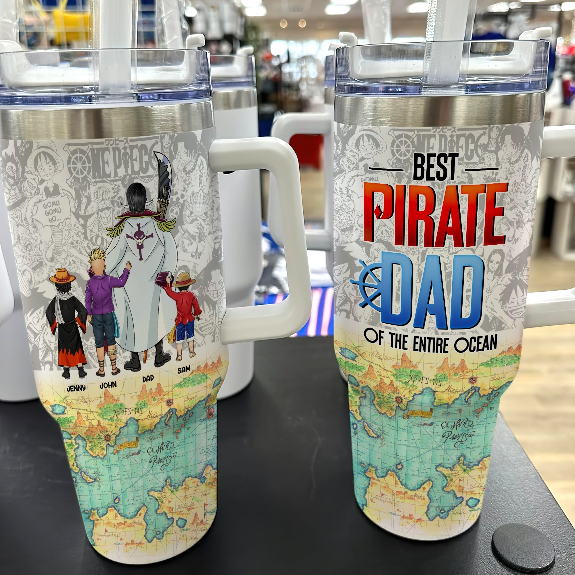 Personalized Gifts For Dad Tumbler Best Pirate Dad Of The Entire Ocean 03HUMH040424PA-1 - Tumbler Cups - GoDuckee