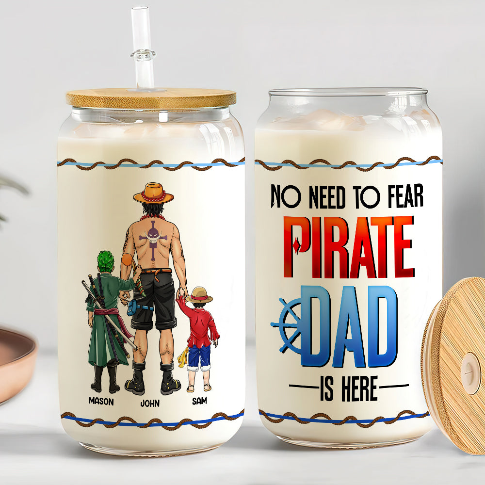 Personalized Gifts For Mom Glass Can No Need To Fear Pirate Mom Is Here 01HUMH250324PA - Drinkware - GoDuckee