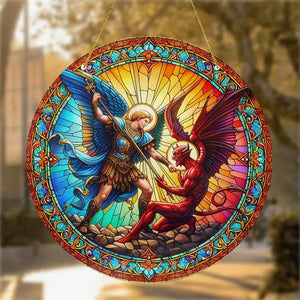 St. Michael The Archangel Suncatcher Acrylic Stained Glass Window Hanging Ornament 12ACXX270824 - Ornament - GoDuckee