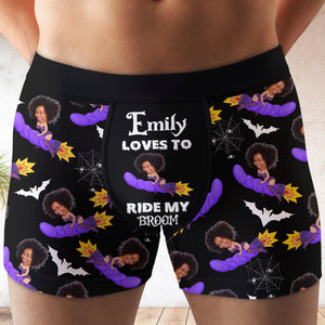 Custom Photo Gifts For Halloween Men's Boxers Loves To Ride My Broom 01xqdc050824 - Boxer Briefs - GoDuckee