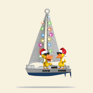 Sailboat Duck - Personalized Christmas Ornament - Couple Gift for Sailboat Lovers - Ornament - GoDuckee