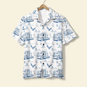 Vintage Blue Toile Pattern Hawaiian Shirt - Personalized Gifts For Trucker 03QHLU110625 - Hawaiian Shirts - GoDuckee