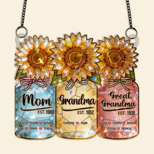 Sun Flowers Suncatcher Ornament - Personalized Gifts For Grandma and Mom 04kimg180326 - Ornament - GoDuckee