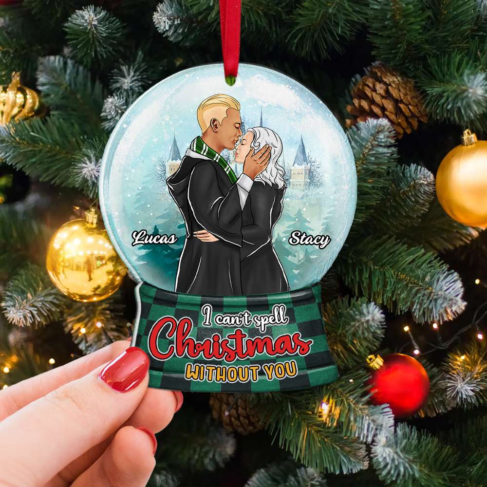 I Can't Spell Christmas Without You, Couple Gift, Personalized Acrylic Ornament, Wizard Couple Ornament, Christmas Gift 04HUTI301023TM - Ornament - GoDuckee