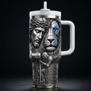 Jesus And Lion 40oz Tumbler - Personalized Gifts For Christians 04pamg200326 - Tumbler Cup - GoDuckee