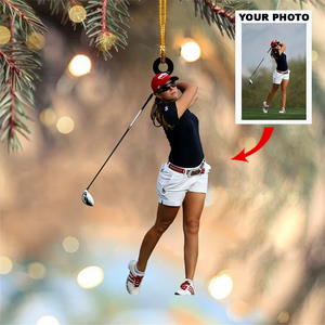 Custom Photo Gifts For Golfers, Upload Playing Golf Photo Christmas Ornament 11pgvp140924 - Ornament - GoDuckee