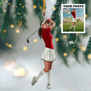 Custom Photo Gifts For Golfers, Upload Playing Golf Photo Christmas Ornament 11pgvp140924 - Ornament - GoDuckee