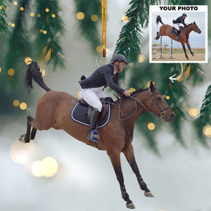 Custom Photo Gifts For Horse Riding Lovers, Upload Riding Photo Christmas Ornament 13pgvp140924 - Ornament - GoDuckee