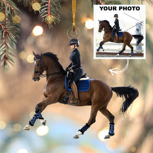 Custom Photo Gifts For Horse Riding Lovers, Upload Riding Photo Christmas Ornament 13pgvp140924 - Ornament - GoDuckee