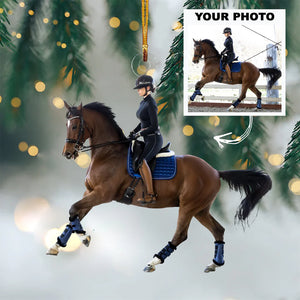 Custom Photo Gifts For Horse Riding Lovers, Upload Riding Photo Christmas Ornament 13pgvp140924 - Ornament - GoDuckee