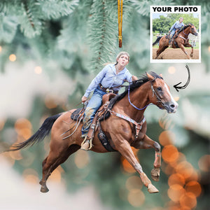 Custom Photo Gifts For Horse Riding Lovers, Upload Riding Photo Christmas Ornament 13pgvp140924 - Ornament - GoDuckee