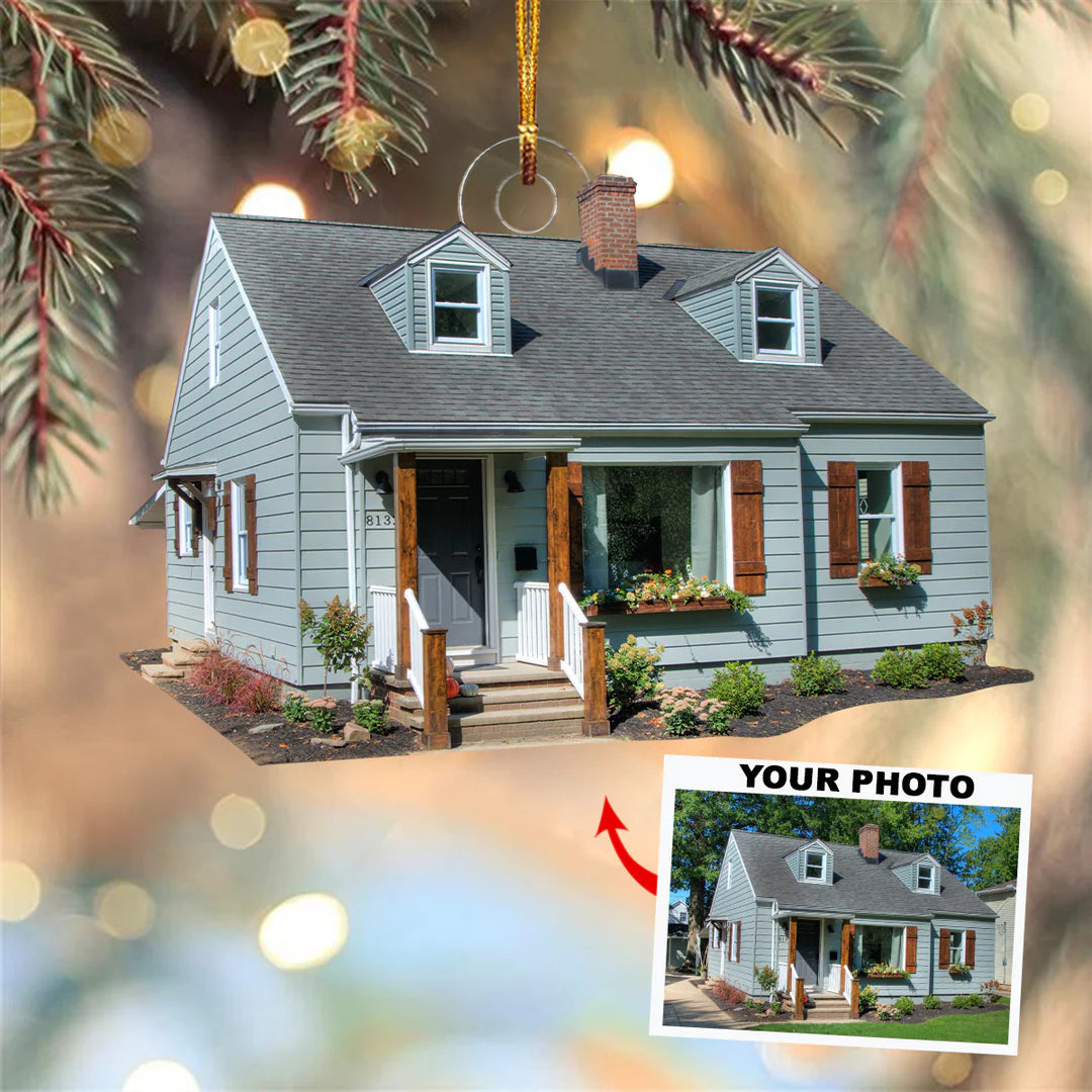 Custom Photo Gifts For Family, Upload House Photo Christmas Ornament 23pgxx290824 - Ornament - GoDuckee