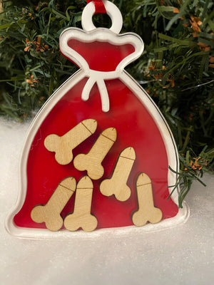 Funny Bag of Dicks Santa Sack Shaker Ornament For Husband - Ornament - GoDuckee