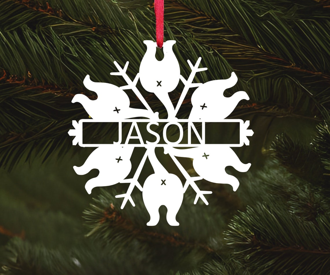 Personalized Gifts For Cat Lovers Ornament Butt Snowflake - Ornament - GoDuckee