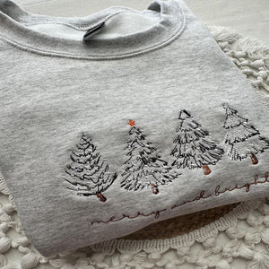 Merry and Bright Embroidered Shirt 205acxx260824 Christmas Tree - Shirts - GoDuckee