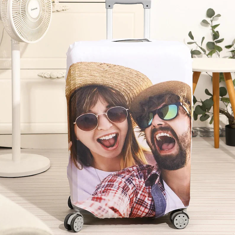 Custom Photo Luggage Cover Funny Face Gift For Upcoming Trips - Luggage Covers - GoDuckee