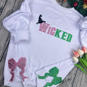 Gift For Christmas Glitter Embroidered Sweatshirt Wicked Side Bow 01ACXX121124 - Shirts - GoDuckee