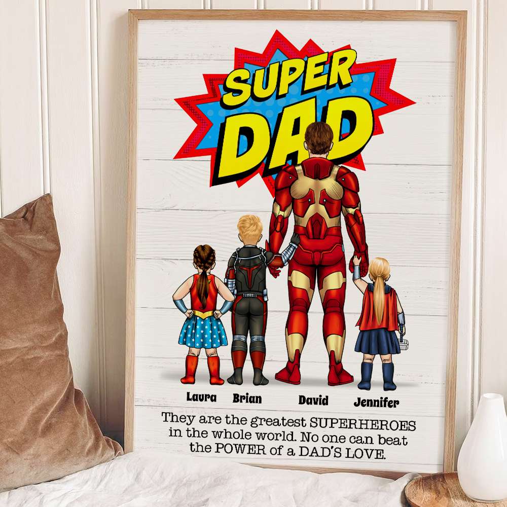No One Can Beat Super Dad Personalized Canvas Poster - Dad's Gift - Poster & Canvas - GoDuckee