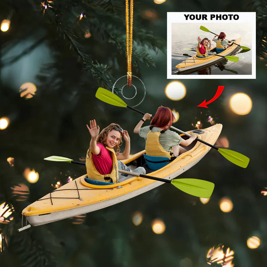 Custom Photo Gifts For Kayaking Lovers, Upload Kayaking Christmas Ornament 14pgvp140924 - Ornament - GoDuckee