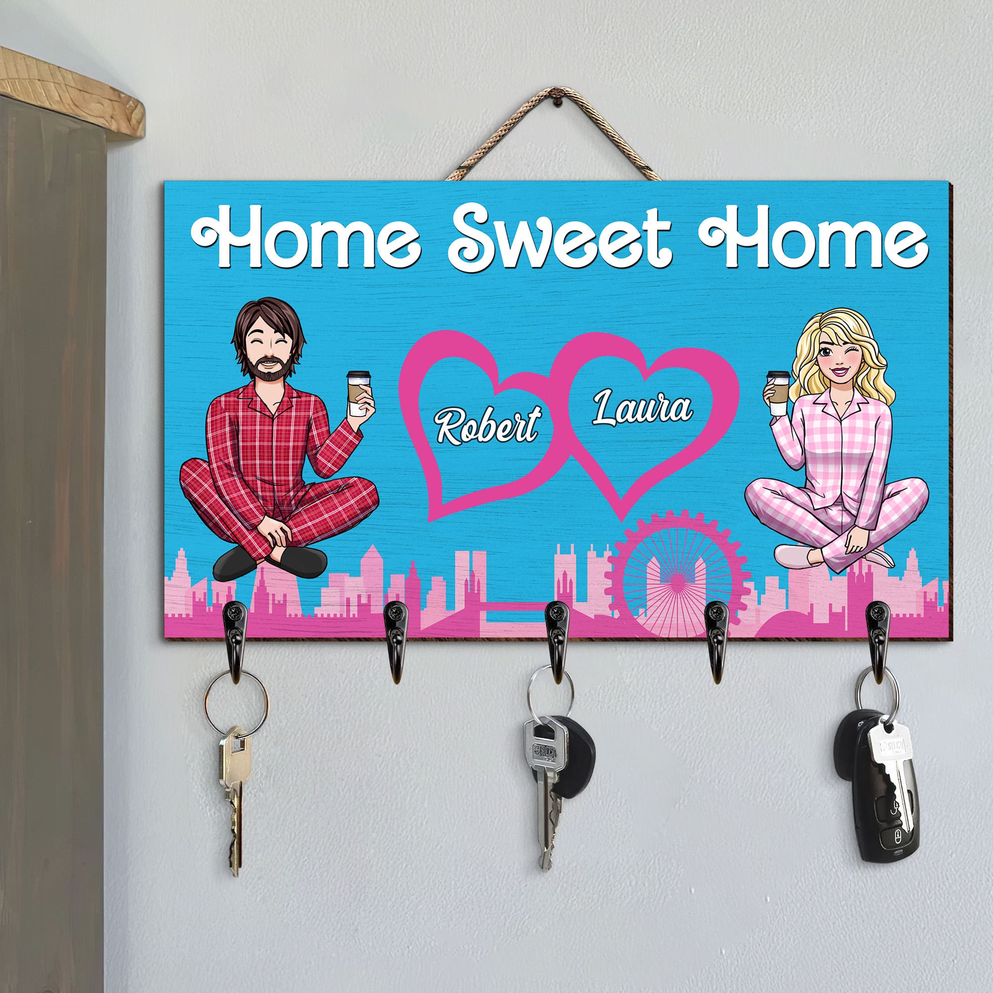 Personalized Gifts For Couple Wood Key Hanger 04nati080624hh Home Sweet Home - Wood Sign - GoDuckee