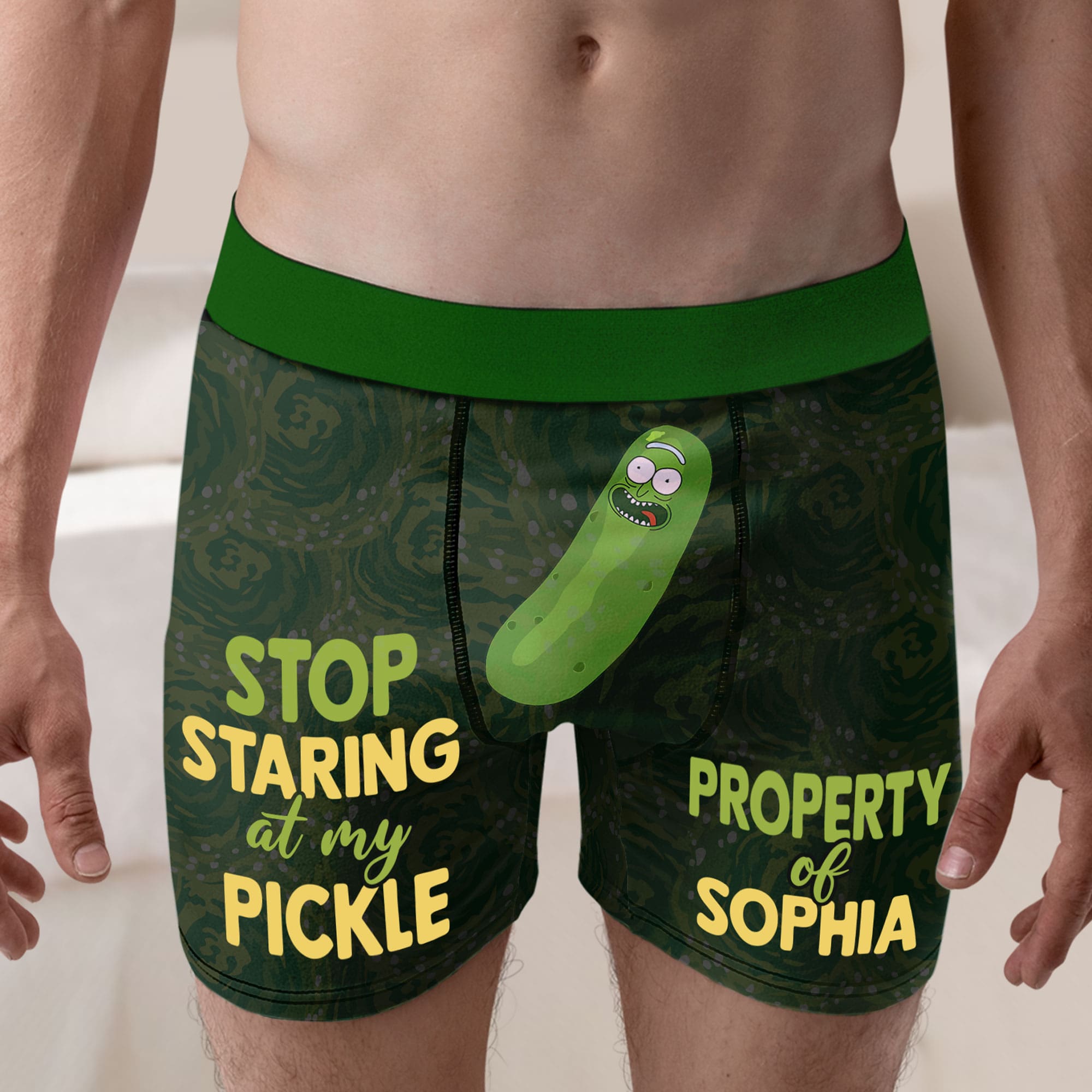 Personalized Gifts For Men's Boxers Stop Staring At My Pickle 02NATI150124 - Boxers & Briefs - GoDuckee