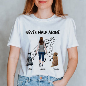 Never Walk Alone Personalized Dog Lover T-shirt, Hoodie, Sweatshirt Gift For Dog Lovers - Shirts - GoDuckee