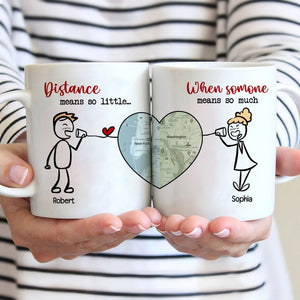 Distance Means So Little - Personalized Couple Mug Set - Gift For Couple - Coffee Mug - GoDuckee