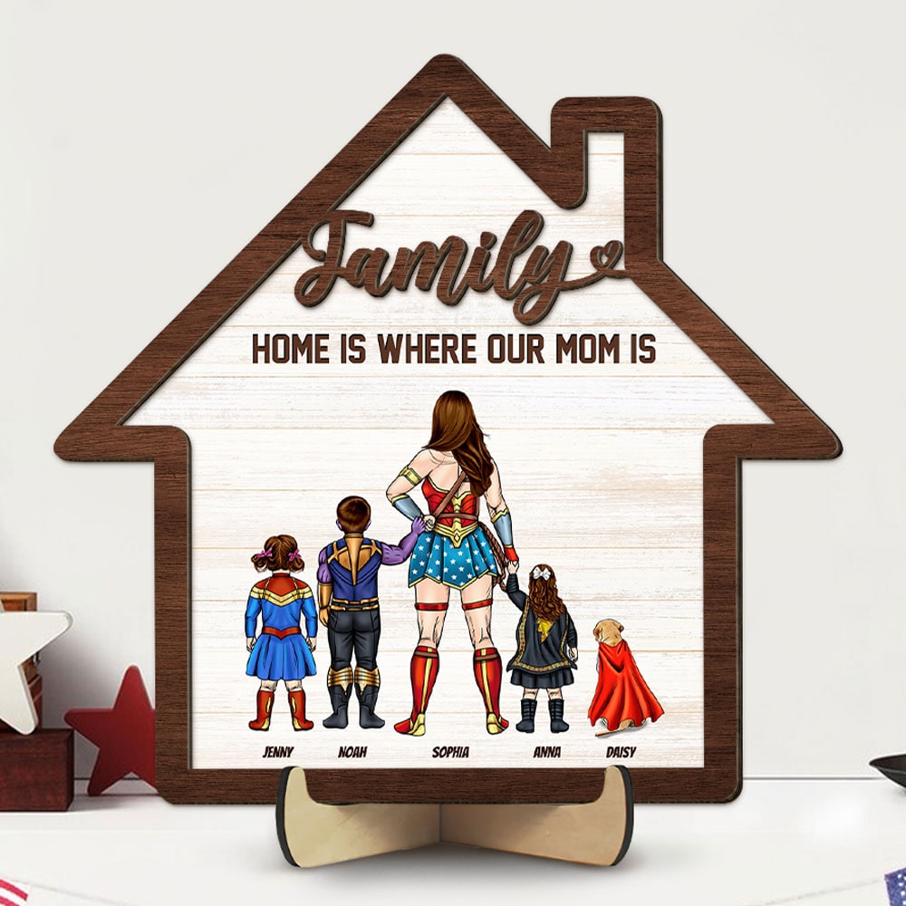 Personalized Gifts For Mothers Wood Sign Family Home is Where Our Mom Is 04NATI030224PA - Wood Signs - GoDuckee