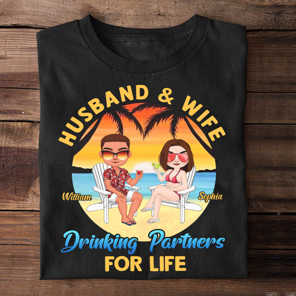Couple, Drinking Partners For Life, Personalized Tshirt, Gift For Couple - Shirts - GoDuckee