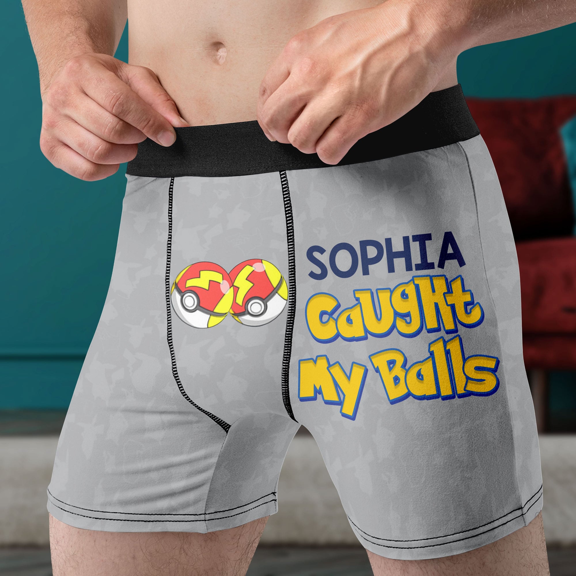Personalized Gifts For Men's Boxers Caught My Balls 02OHTI130124 - Boxers & Briefs - GoDuckee