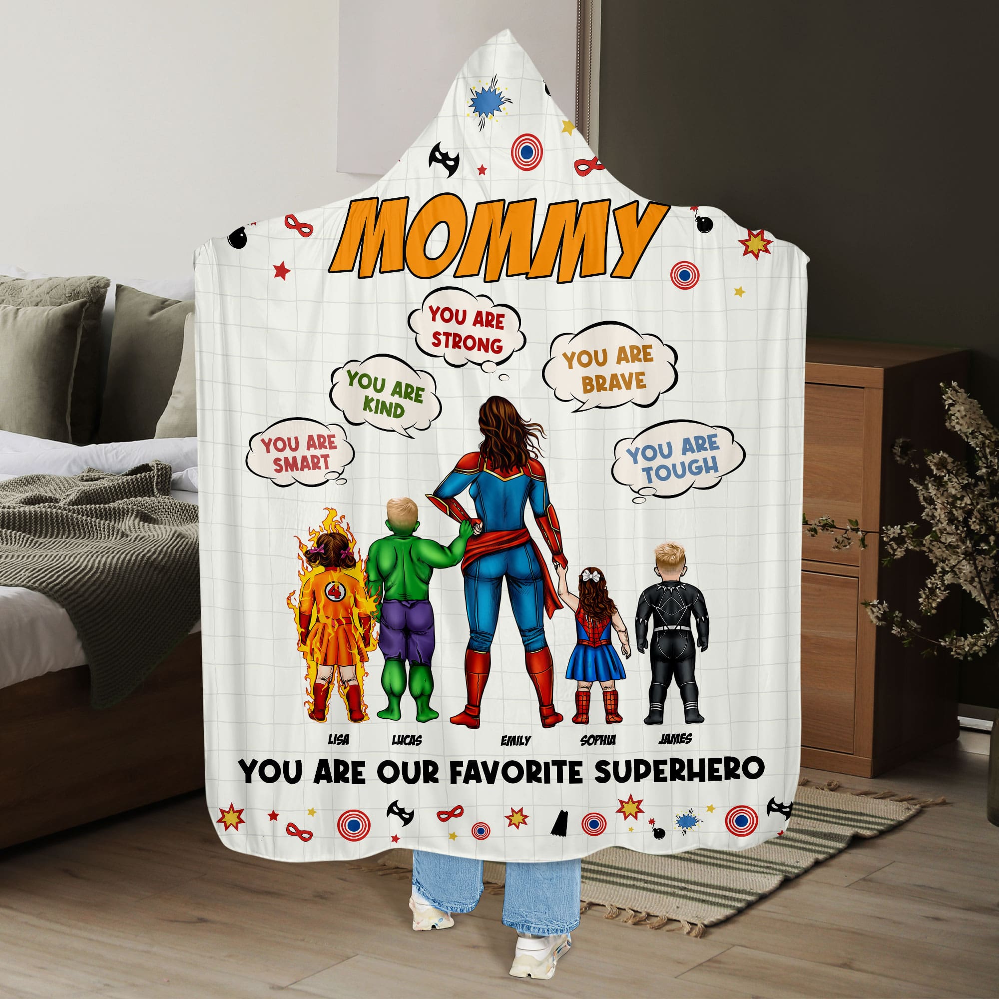 Personalized Gift For Mom Wearable Blanket Hoodie You Are Our Favourite Suoperhero 01NATI020324PA - Blankets - GoDuckee