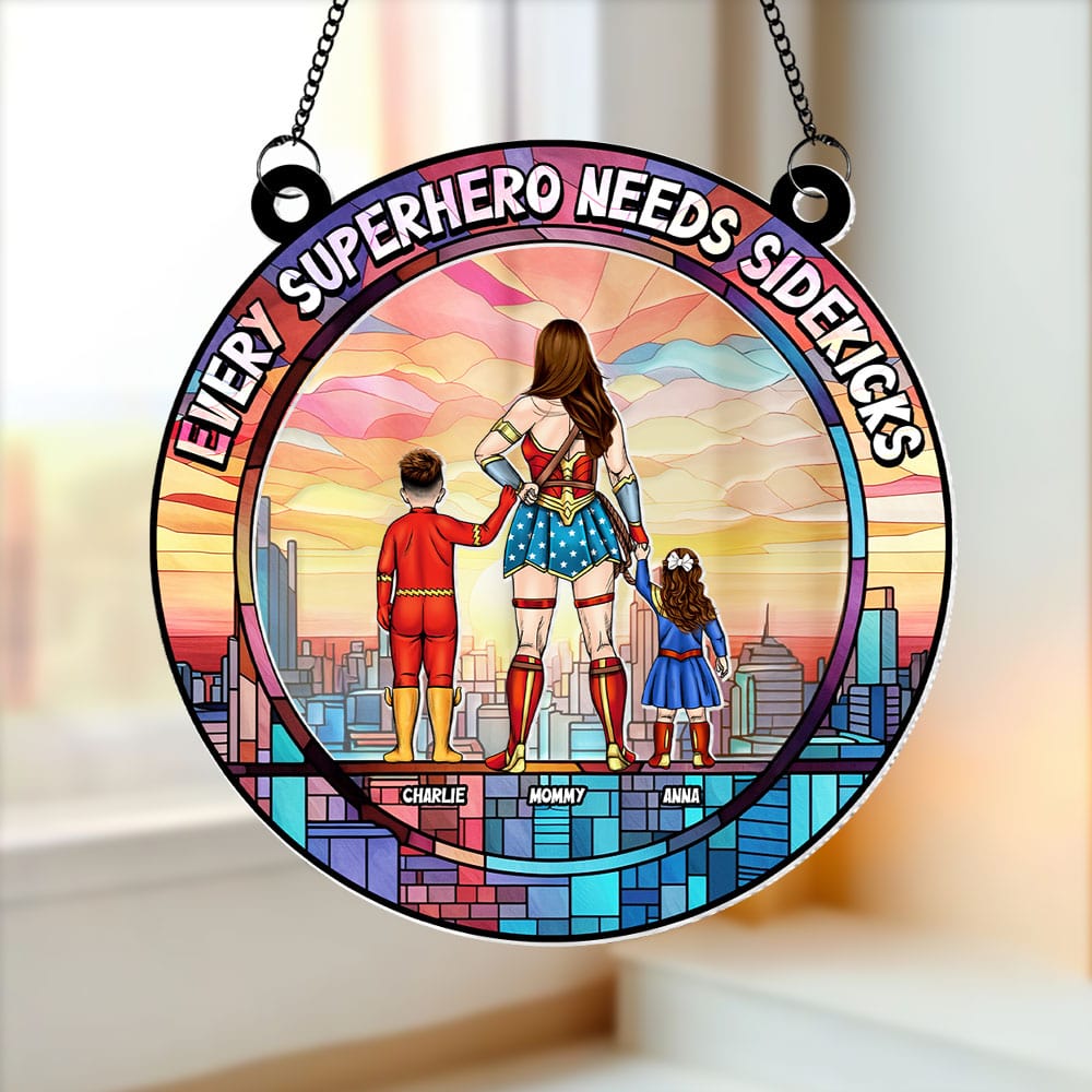 Personalized Gifts For Mom Suncatcher, Best Mom & Her Sidekick 04qhti120225pa - Ornament - GoDuckee