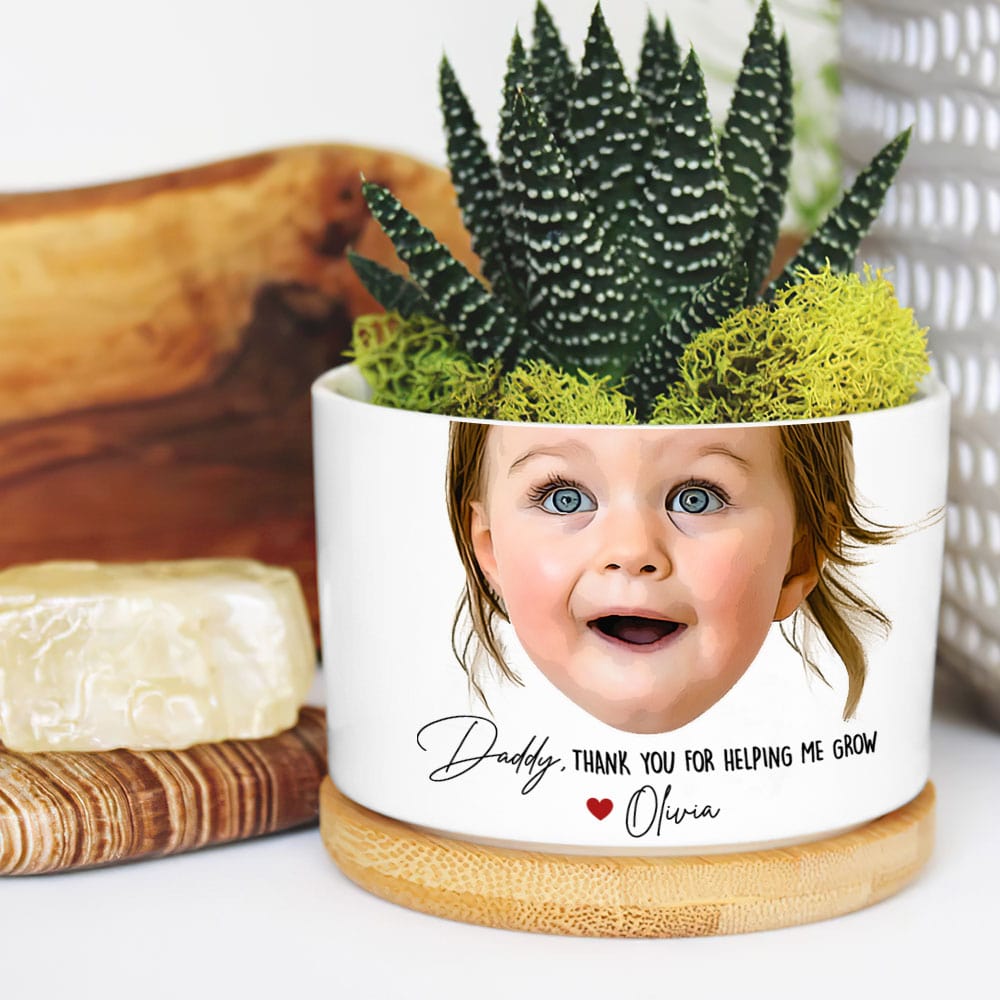 personalised plant pots Custom Photo Gift For Mom Plant Pot Mom, Thank you For Helping Me Grow