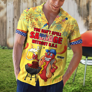 Personalized Independence Day Hawaii Shirt You Can't Spell Sausage Without U.S.A - Hawaiian Shirts - GoDuckee