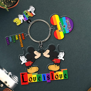 Personalized Gifts For LGBT Couple Keychain 02xqdc250624 Love Is Love - Keychains - GoDuckee
