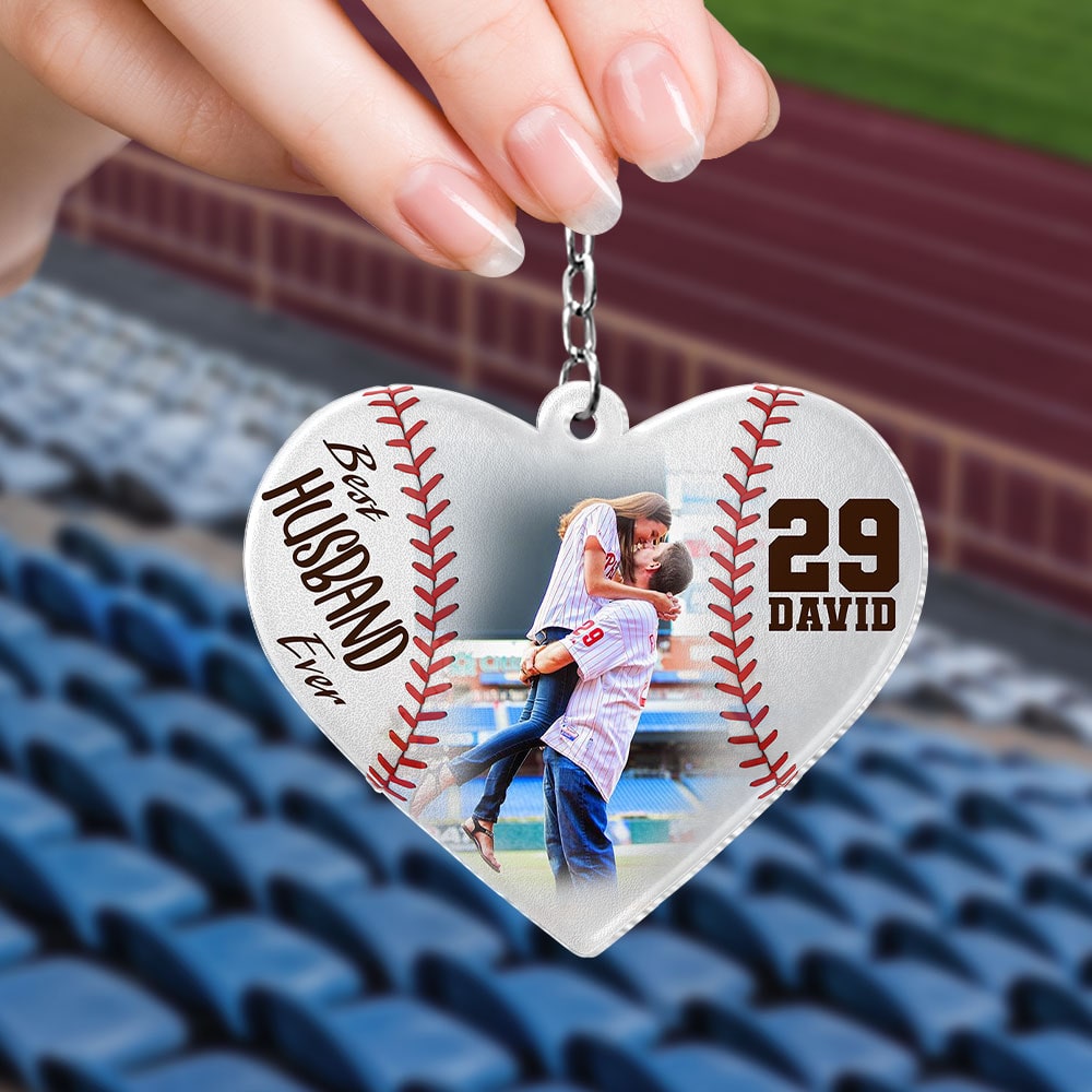 Personalized Gift For Baseball Couple Keychain Best Husband Ever - Keychains - GoDuckee