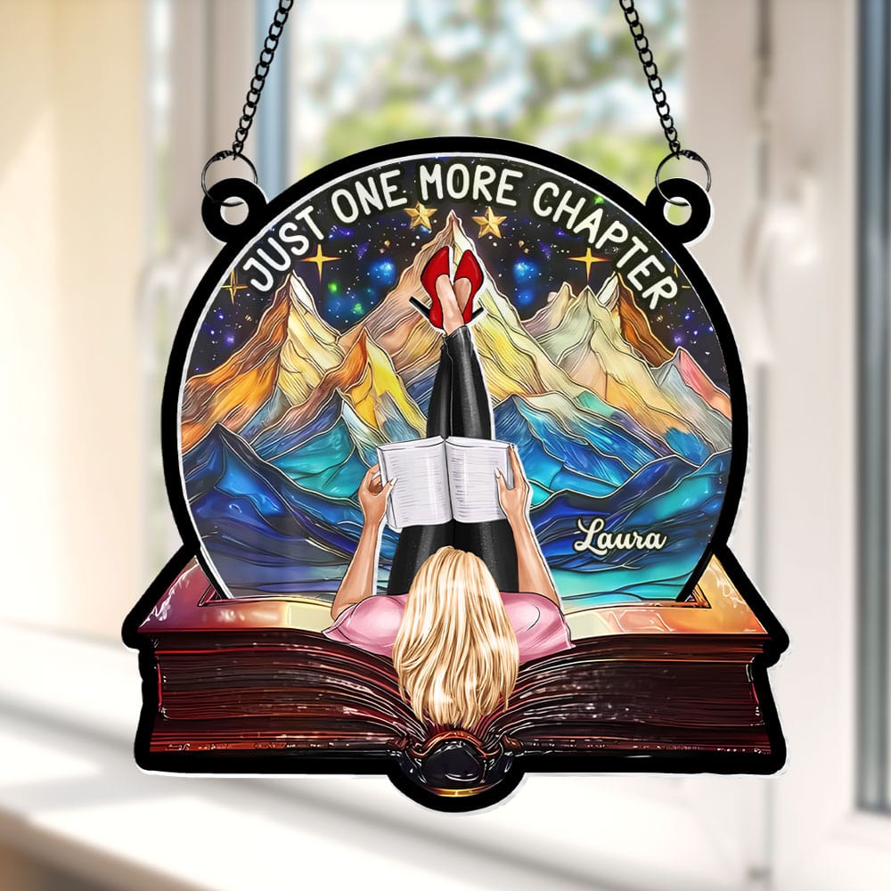 Personalized Gifts For Book Lover Suncatcher Ornament Girl Reading Book 012xqti040125 - Ornament - GoDuckee