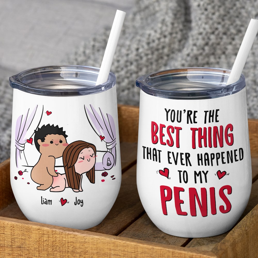 Funny Naked Couple Cartoon Wine Tumbler For Sexual Couples In Bedroom 