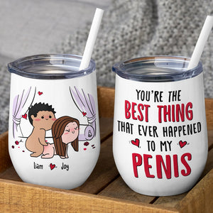 Funny Naked Couple Cartoon Wine Tumbler For Sexual Couples In Bedroom 