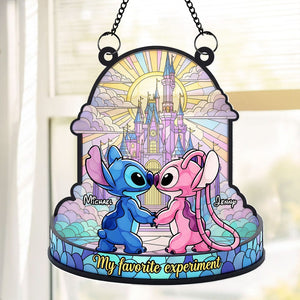 Cute Blue Monster Couple Suncatcher - Personalized Gifts For Couple 04ohti050625 - Ornament - GoDuckee