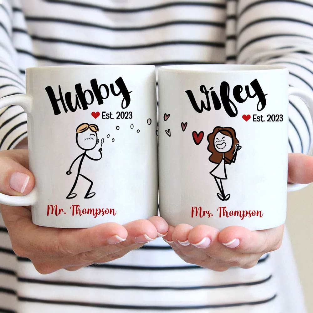 Hubby Wifey Personalized Couple Mug Set Gift For Couple GoDuckee