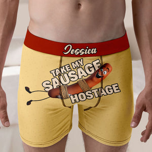 Take My Sausage Hostage, Custom Men Boxer Briefs, Valentine Gift, Gift For Him, 04NATI050124 - Boxer Briefs - GoDuckee
