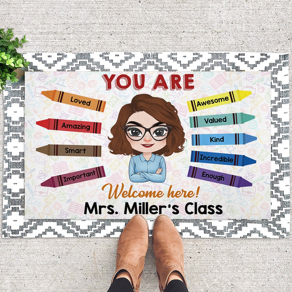 You Are Loved, Amazing, Smart, Important, Personalized Doormat, Gift For Teacher - Doormat - GoDuckee