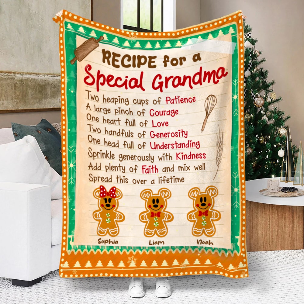 Recipe For A Special Grandma, Family Ginger Bread, Personalized Blanket, Christmas Gift For Grandma - 01hudt161123 - Blanket - GoDuckee