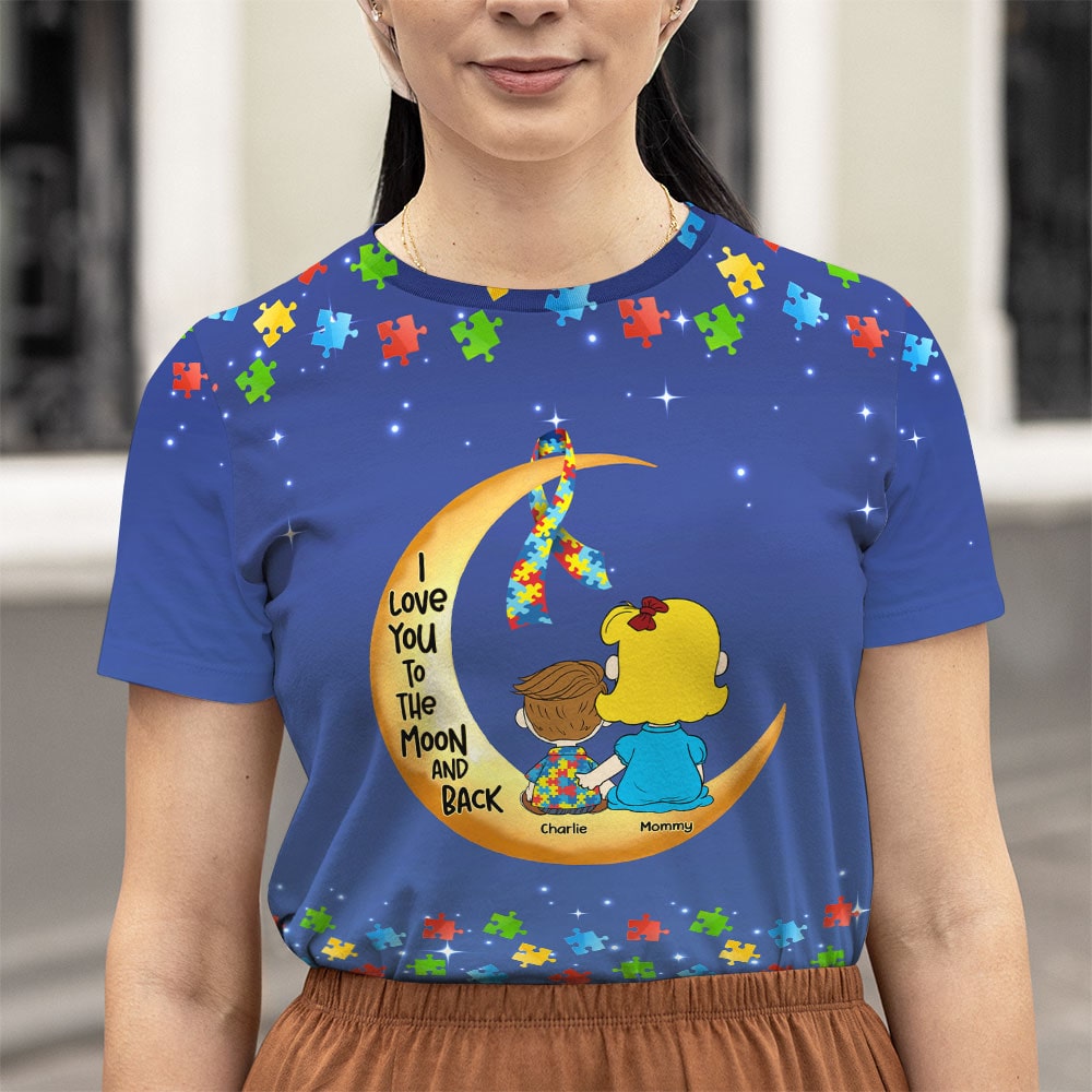 Personalized Gift For Autism Mom Shirt, Love You To The Moon And Back 02qhti0703hg - AOP Products - GoDuckee