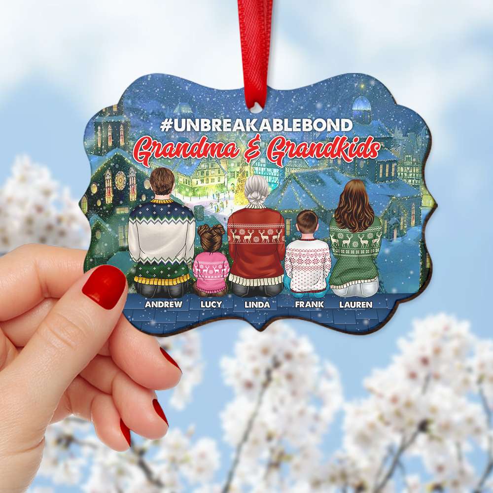 Unbreakablebond, Grandma & Grandkids, Gift For Grandma, Personalized Wood Ornament, Family Ornament, Christmas Gift 061123