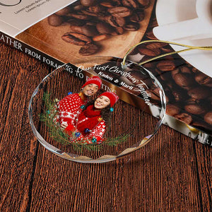 Our First Christmas Together, Couple Gift, Personalized Crystal Ornament, Custom Image Ornament, Christmas Gift - Ornament - GoDuckee