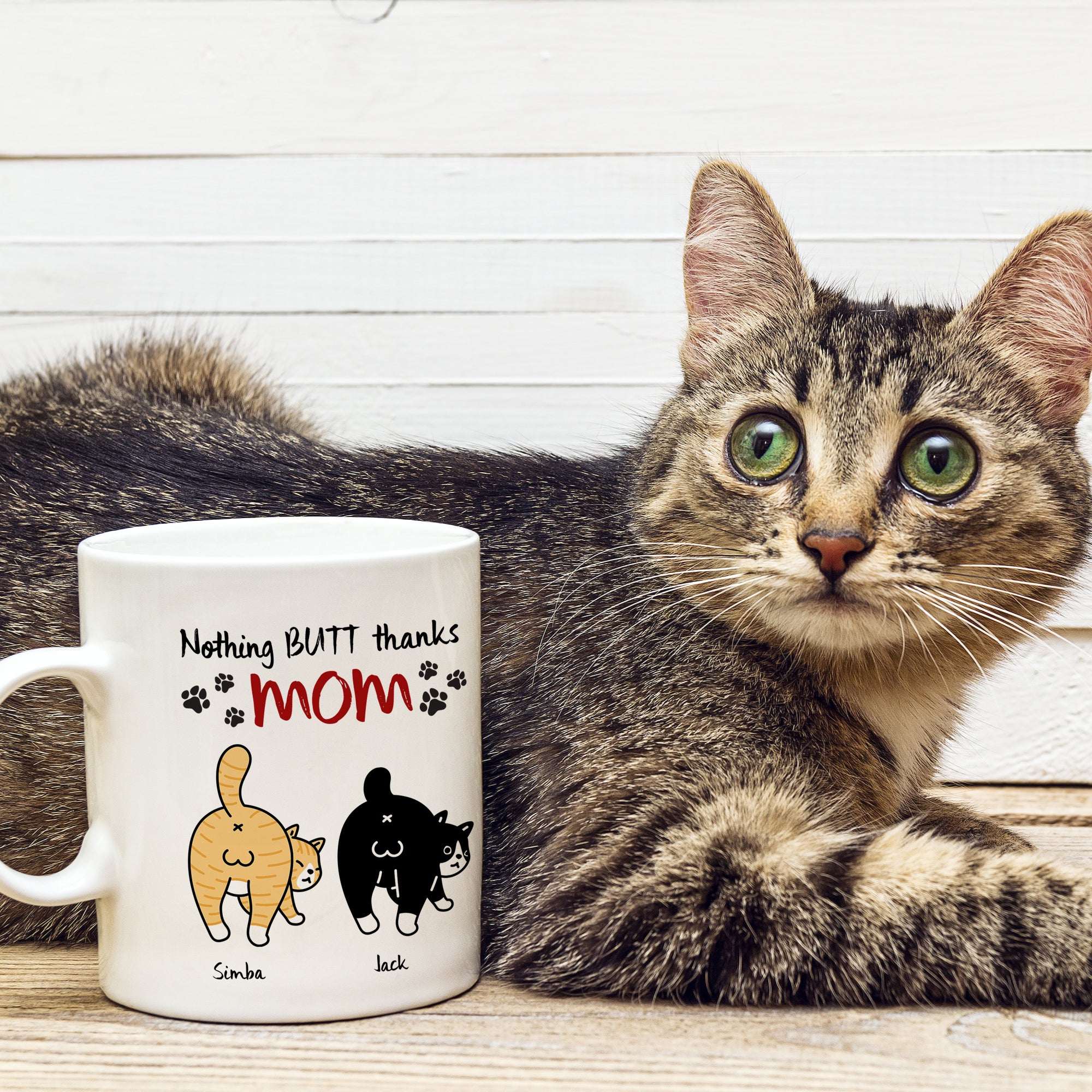 Personalized Gifts For Mom Cat Coffee Mug Nothing Butt Thanks Mom - Coffee Mug - GoDuckee