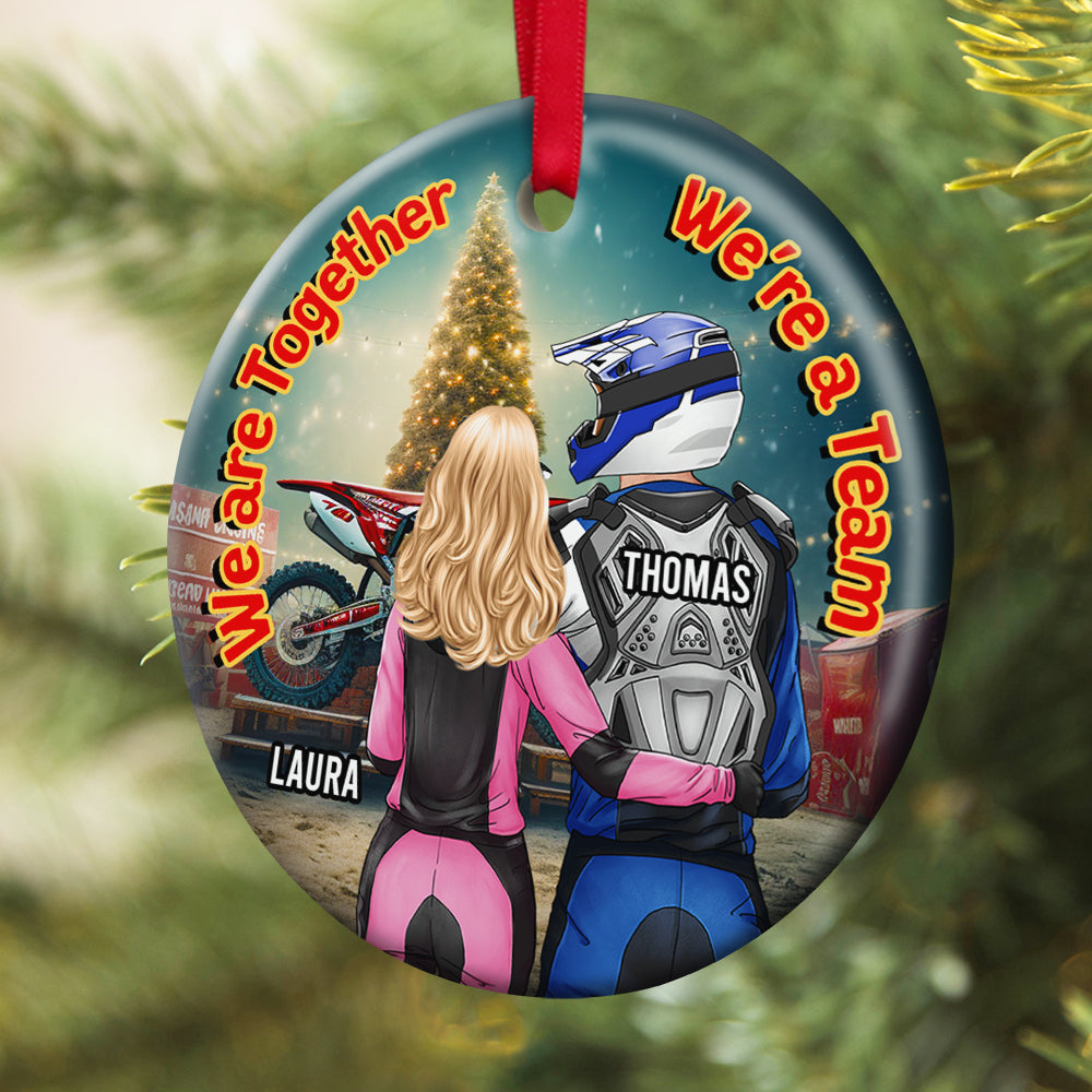 Motocross Couple - We're Together - We're A Team, Personalized Ornament, Gifts For Couple - Ornament - GoDuckee