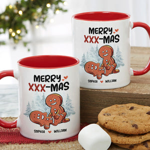 Funny Couple Merry XXX Mas, Personalized Accent Mug, Gifts For Him - Gifts For Her - Coffee Mug - GoDuckee